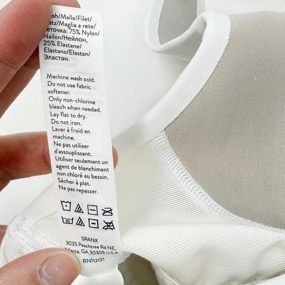 Spanx Small S White Longline Medium Impact Sports Bra Racerback Scoop Neck - Picture 7 of 9